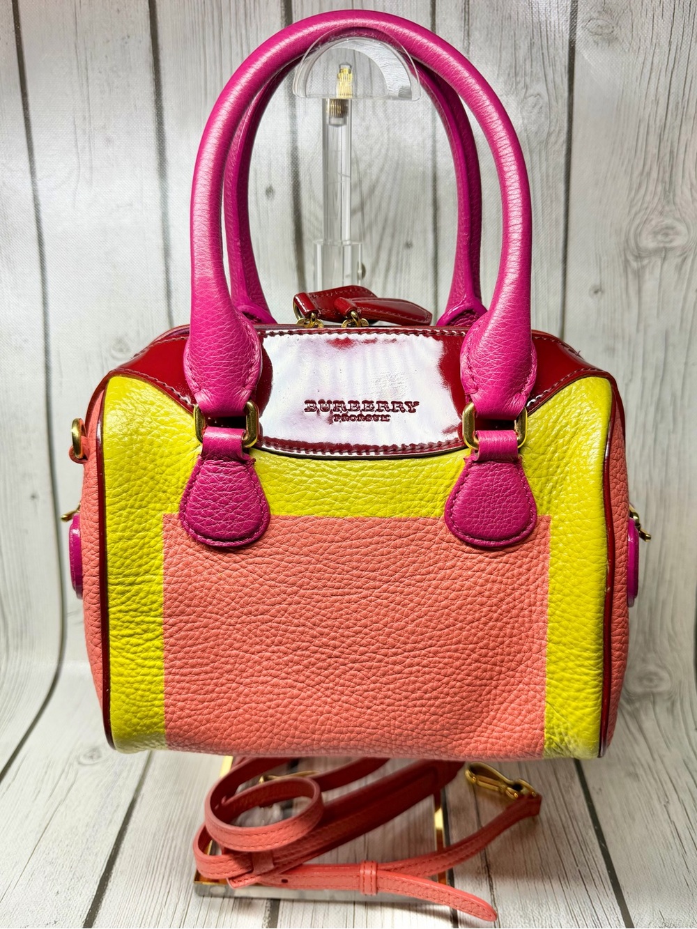 PRE LOVED Burberry Spring 2015 Prorsum Mini Bee Bag Color Block Boston Bag